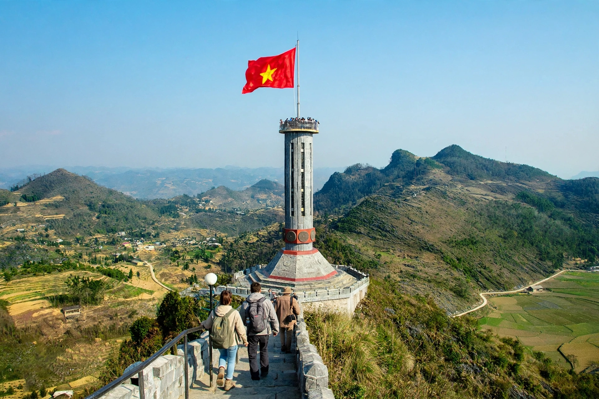 Lung Cu Flag Tower at Vietnam's northernmost point in Ha Giang