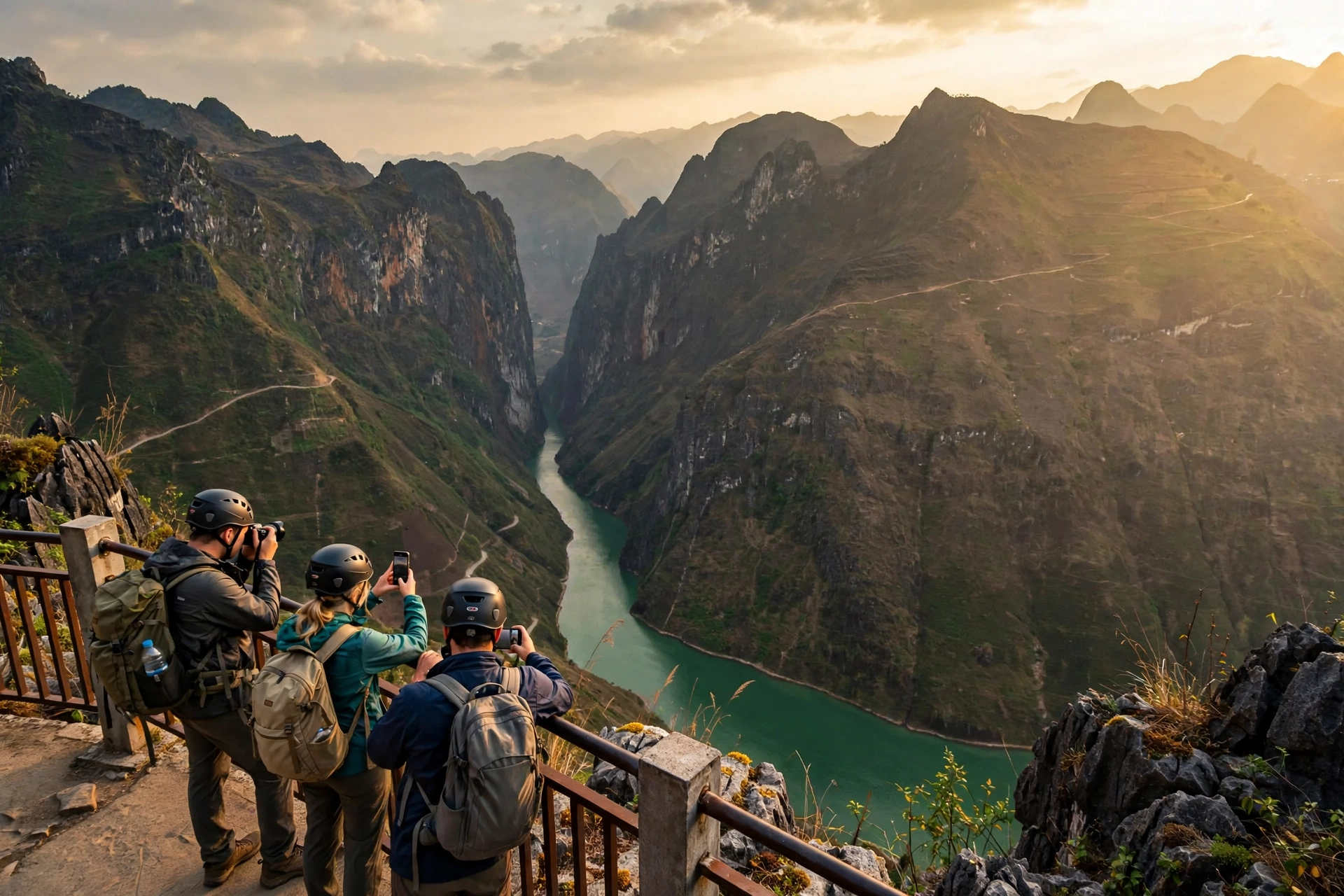 Ma Pi Leng Pass viewpoint overlooking the emerald Nho Que River gorge in Ha Giang